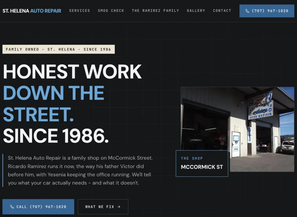 Sitio web de St. Helena Auto Repair
